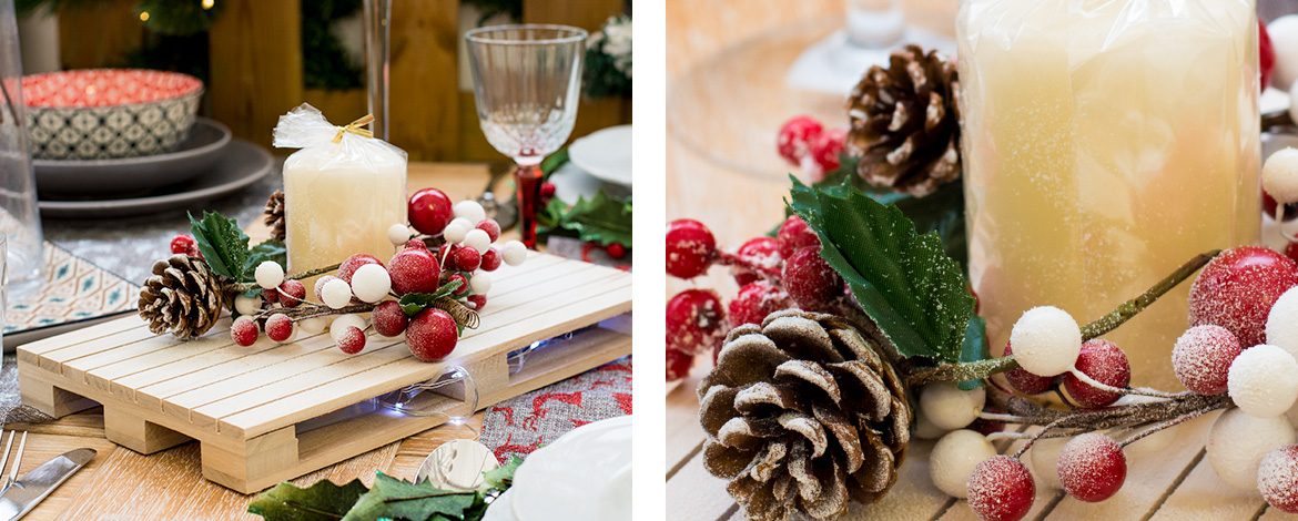 Centro Tavola Natale Fai Da Te Pallet Mini Candela Pigne Troppo Bravo