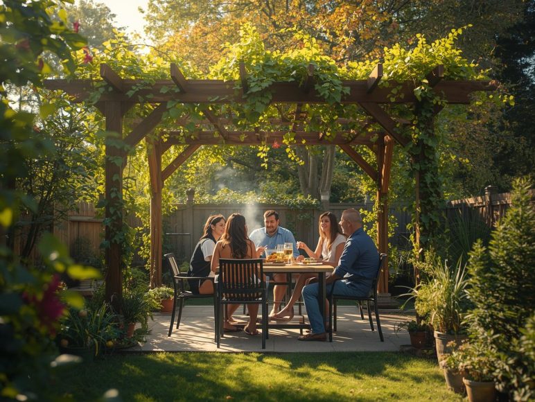 realizza un'immagine altamente realistica per un blog raffigurante un outdoor giardino durante una vita quotidiana nel weekend (barbecue. set giardino, pergola). Una cosa fatta bene (1)